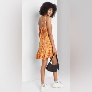 Floral Strappy Tie Back Ruffle Halter Mini Dress